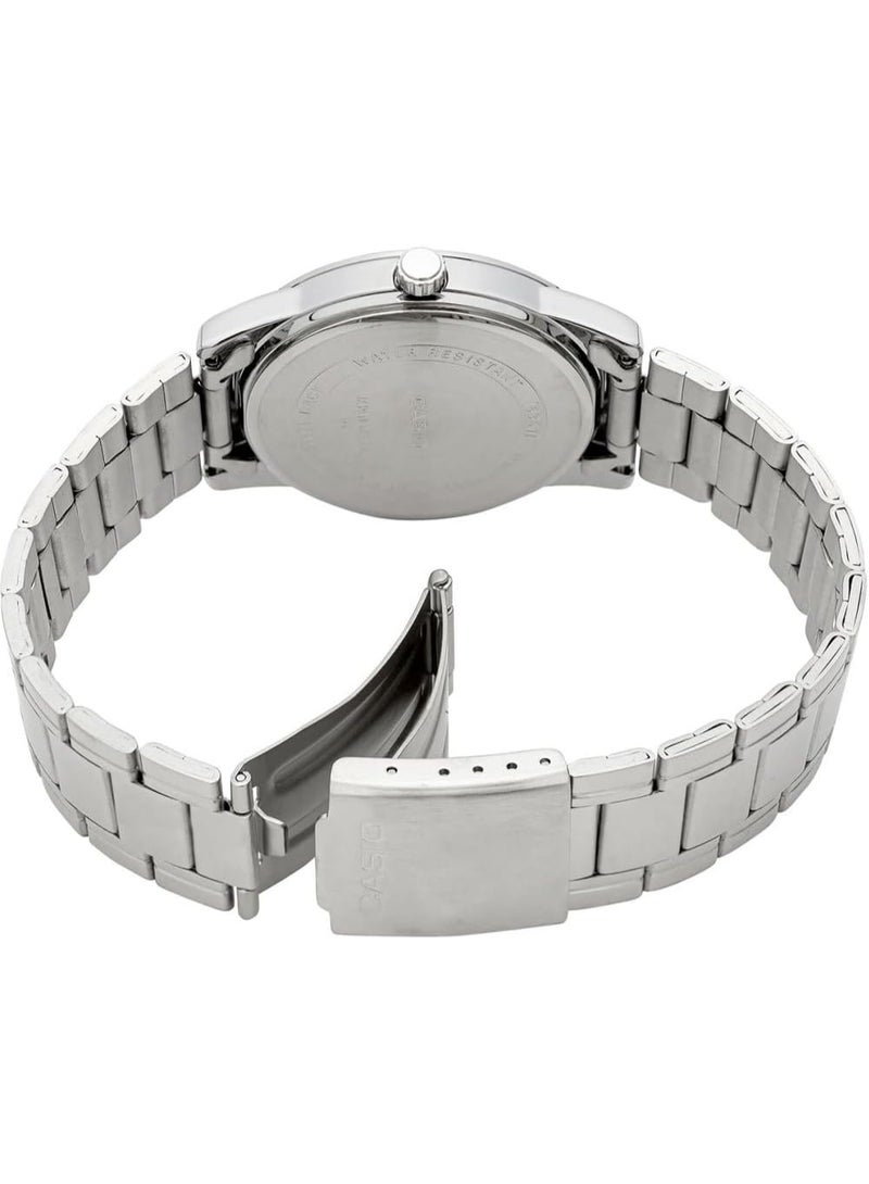 CASIO  Black Dial, Silver Band couple watch MTP/LTP-V001D-1B - Image 4